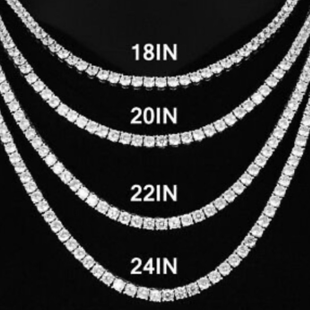 Iced Out Silver Or Gold Tennis Chain Necklace Unisex - Picture 5 of 5